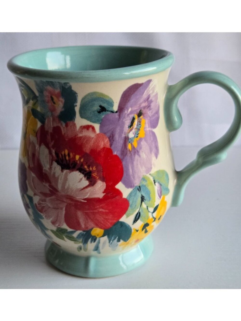 Pioneer Woman Sweet Romance Blossoms Blue Floral Tea Coffee Cup Mug